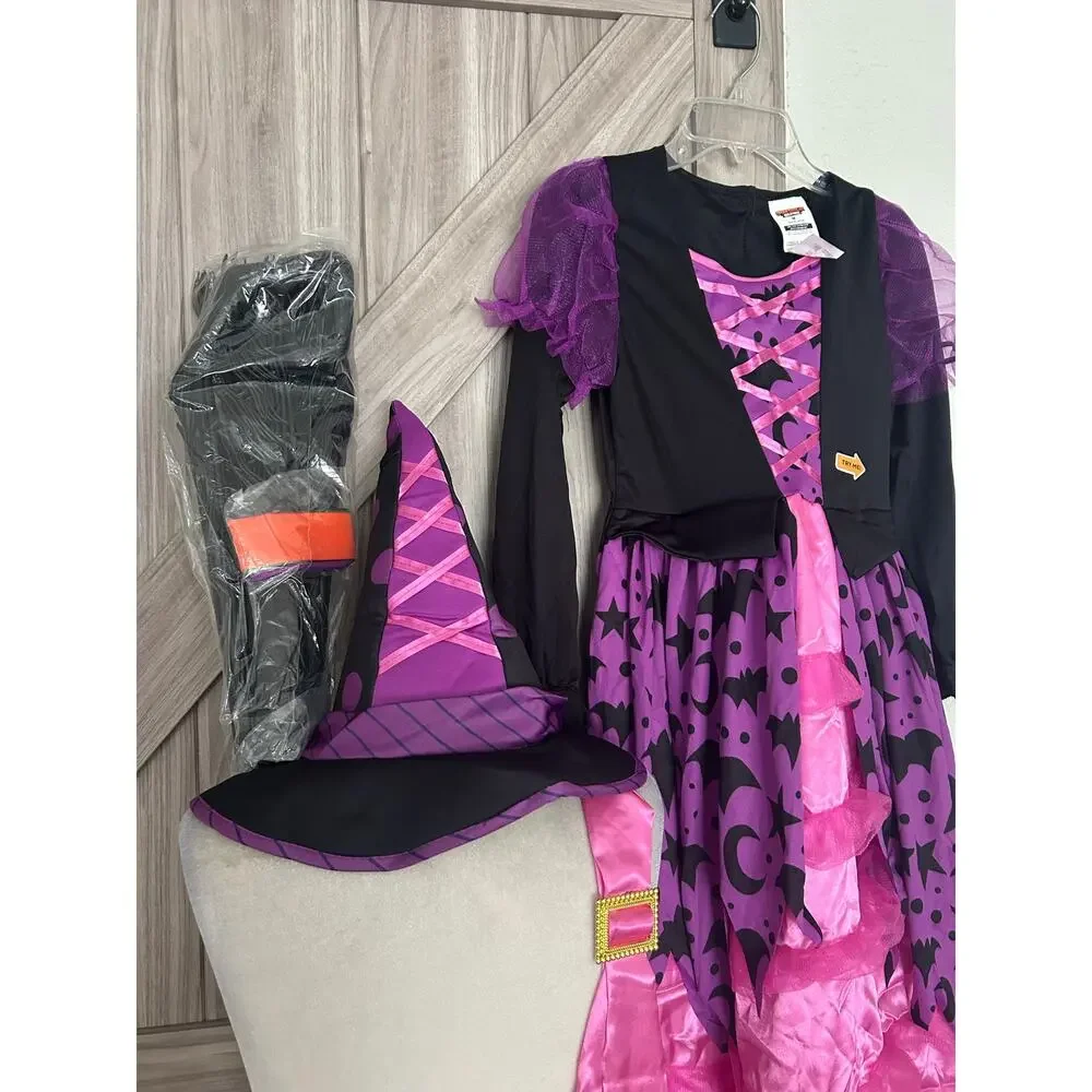 NIB Spooktacular Creations witch costume girl Med 8-10 pink and purple